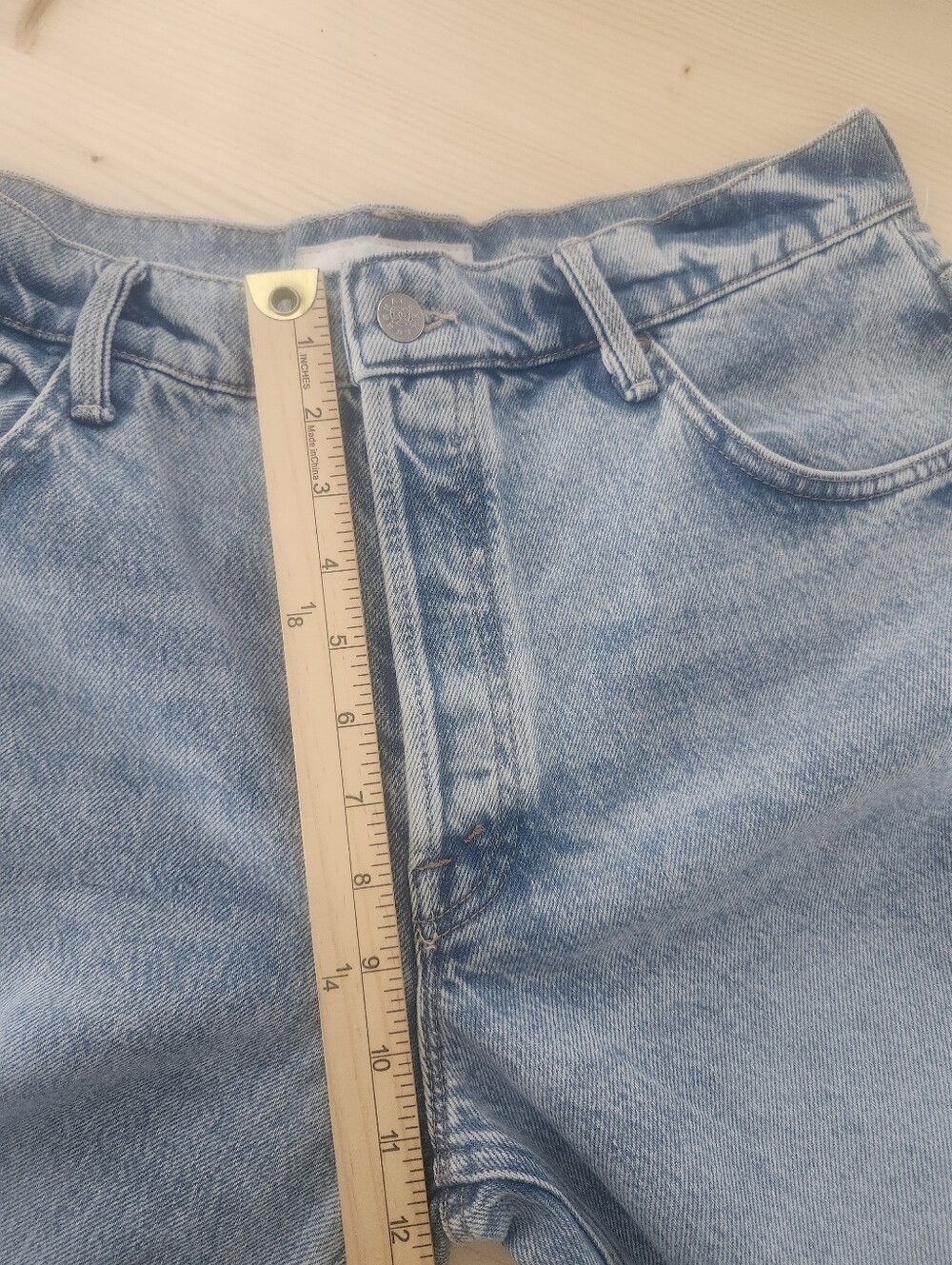 MOTHER Snaks Mid Rise Wide Leg Jeans in Blue And White Waist 30 - Picture 6 of 9